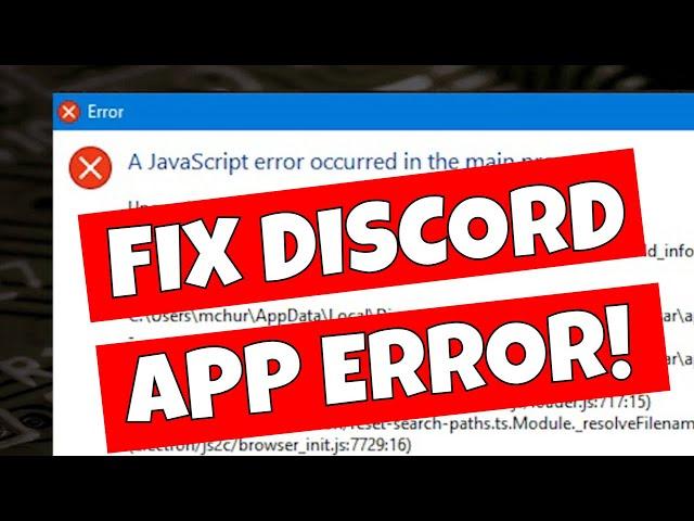 How To Fix Discord Java Script Error On Start Up