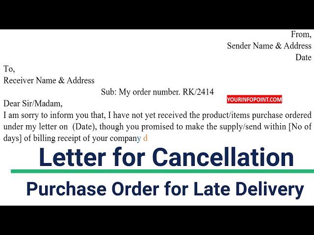 Letter for Cancellation of Purchase Order for Late Delivery