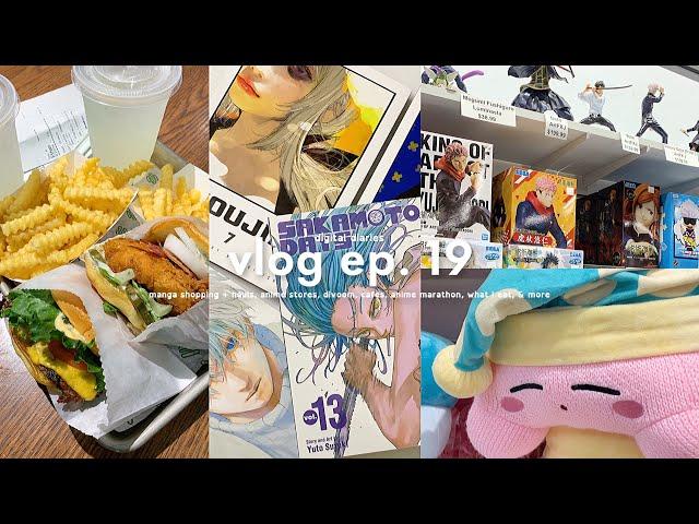 vlog ep. 19: manga shopping + hauls, anime stores, divoom, cafes, anime marathon, what i eat & more!