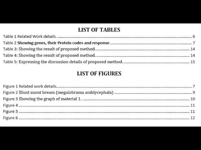 How to create list of Tables and Figures in word.