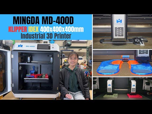 Mingda MD-400D IDEX KLIPPER Industrial 3D Printer: 400x400x400mm, Linear Rails & Ball Screw