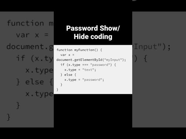 Password show/hide coding in javascript