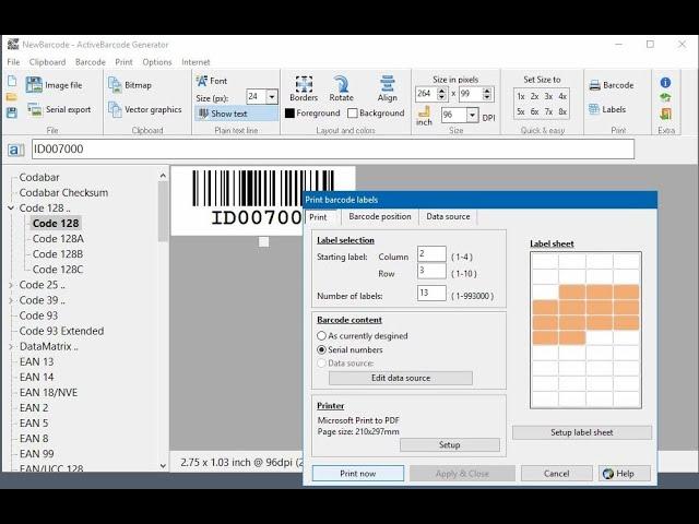 How to print barcode labels