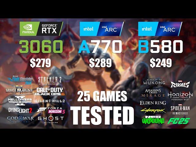 RTX 3060 12GB vs ARC A770 16GB vs ARC B580 12GB | R9 - 7950X3D | 1080p - 25 Games Tested