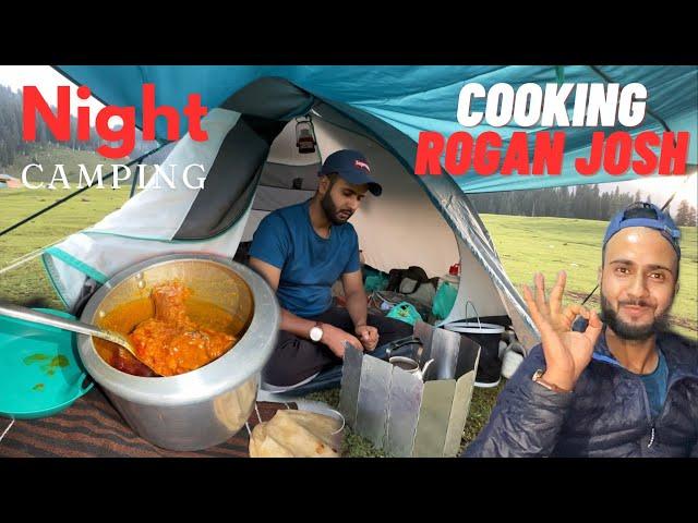 Cooking Kashmiri Wazwaan RoganJosh  Night Camping In Bungas Valley