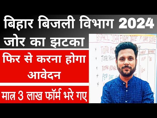 Bihar बिजली विभाग New Update फिर से Form अप्लाई होगा | Bsphcl Exam Date Total Form Fillup