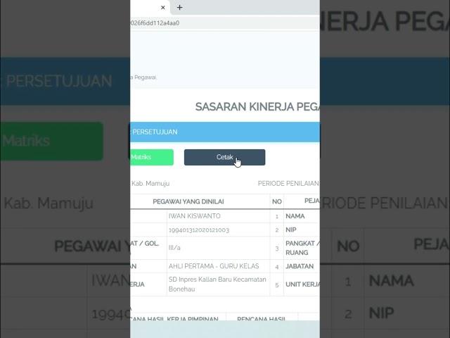 Cara mencetak SKP Pegawai di eKinerja #shorts2  #shorts