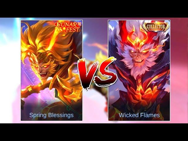 Sun Wicked Flames Collector Skin VS Spring Blessing Lunar Fest Skin MLBB Comparison