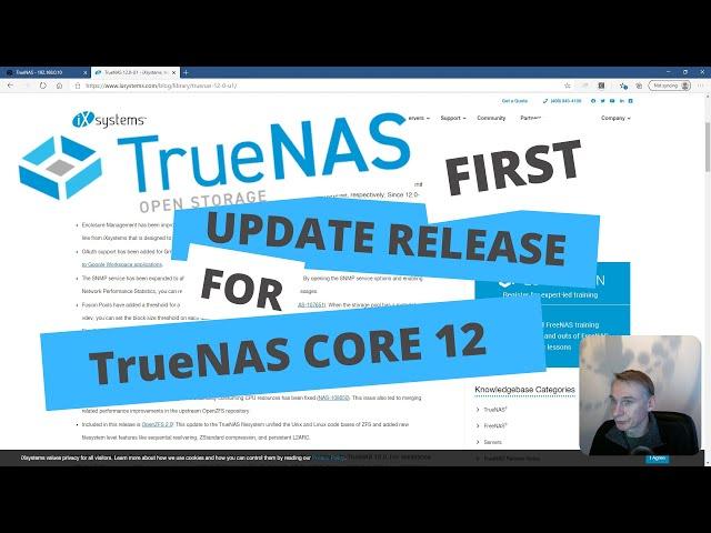 Doing the first update of TrueNAS CORE 12 to 12U1.