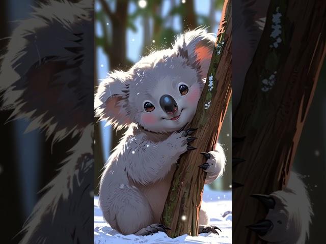  A koala admires the magic of a twinkling Christmas tree! 