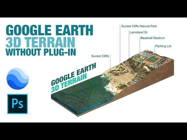 3D Isometric Terrain from Google Earth and Photoshop without Plug-in