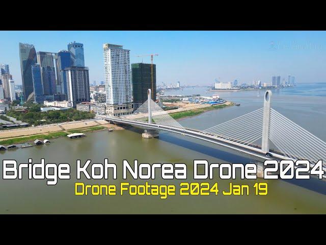 4K HDR Drone Footage Koh Norea Bridge Phnom Penh City Cambodia 2024