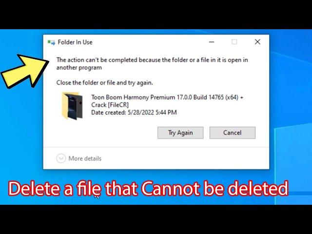 The action cannot be completed because the file is open in another program