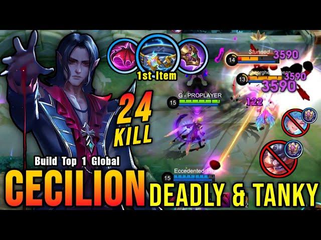 Deadly & Tanky!! Real Monster Midlane Cecilion Insane 24 Kills - Build Top 1 Global Cecilion ~ MLBB