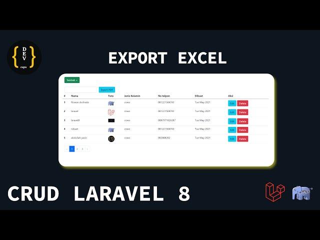 CRUD LARAVEL 8 -PART 13-  EXPORT EXCEL
