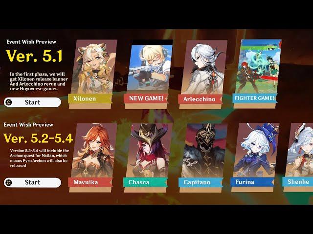 ALL BANNERS FROM 5.1 TO 5.4! Mavuika, 5.1 Special Program, Liyue Chronicled Wish - Genshin Impact