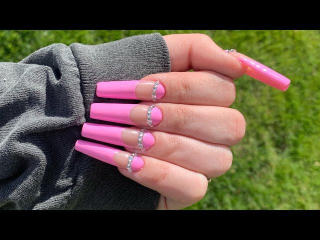 NEW NAIL TREND! Double Pink French Tip Acrylic Nails (French Tip w/ Gel Polish) + Delanie Nail Drill