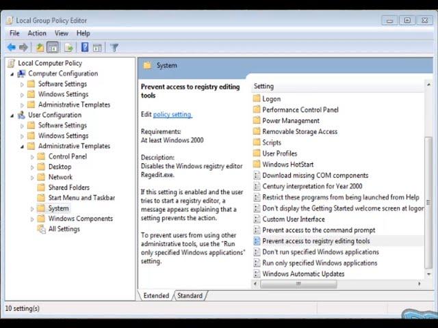 Restrict Access to Registry Editor in Group Policy