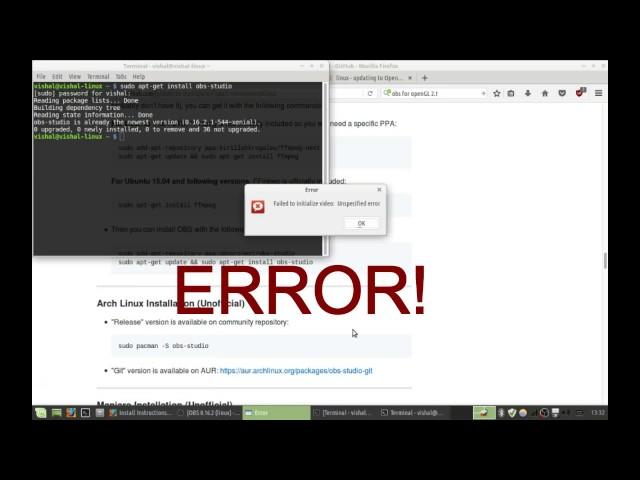 Fix Linux OBS Studio OpenGL 2.x Failed to initialize video