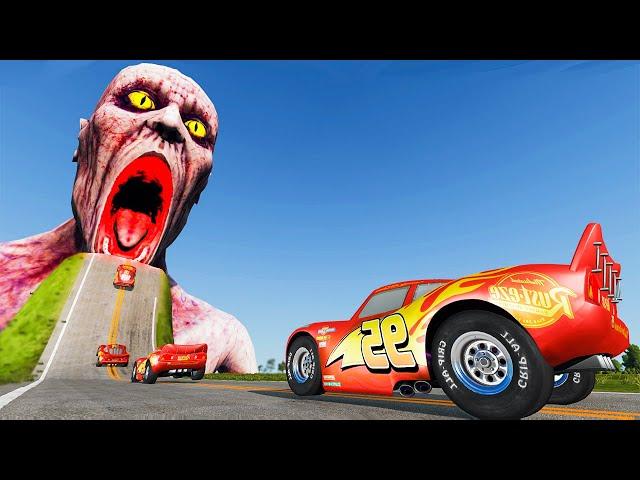 Many Lightning McQueen VS Giant Bulge | Escape From The Shy Guy (SCP-096) | Beamng Drive #43