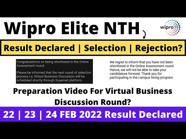 Wipro Elite NTH 22 | 23 | 24 Feb 2022 Result Declared | On What Basis they Send Mail | No Mail?