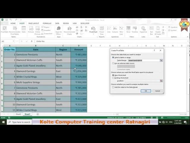 Advance Excel Create Pivot Table with Slicers option  Ass 28