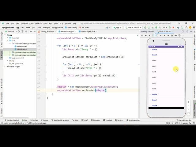 ExpandableListView in Android Studio with Java