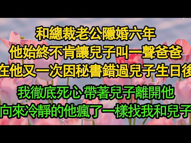 和總裁老公隱婚六年，他始終不肯讓兒子叫一聲爸爸，在他又一次因秘書錯過兒子生日後，我徹底死心 帶著兒子離開他，向來冷靜的他瘋了一樣找我和兒子|暖風故事會|愛情|婚姻|都市|豪門|霸總|