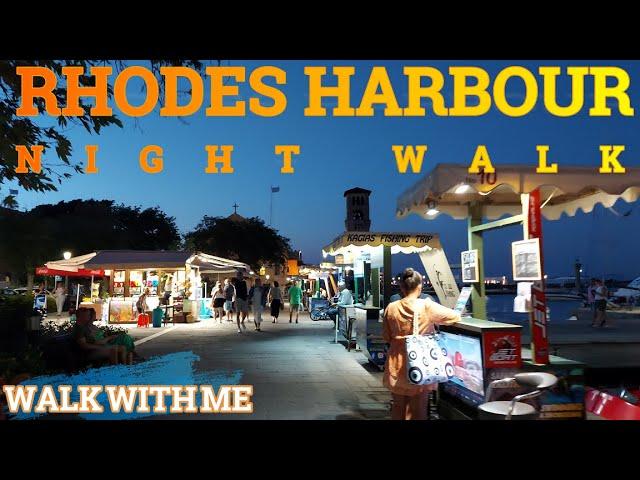 RHODES HARBOUR ~ GREECE ~ Night Walk #rhodes #rhodos #rodos