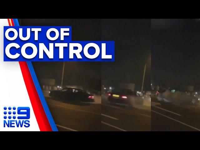 Hoons turn on cameracrew after filming illegal burnouts | 9 News Australia