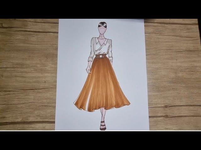 Fashion sketching tutorial | Как нарисовать эскиз одежды поэтапно | Eskiz chizish sirlari