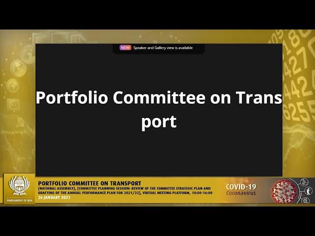 Portfolio Committee on Transport, 26 January 2021