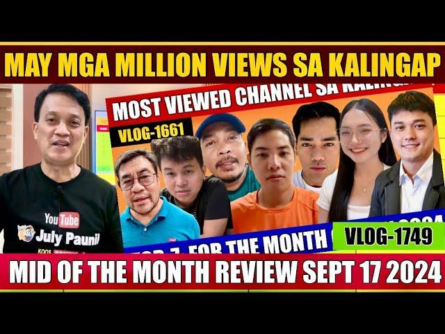 MOST VIEWED CHANNEL SA KALINGAP (WITH MILLION VIEWS) | LAST 30-DAYS AS OF  SEPT. 17, 2024