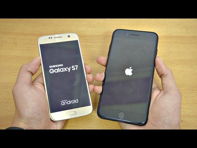 Samsung Galaxy S7 OFFICIAL Android 7.0 Nougat vs iPhone 7 Plus iOS 10.2.1 Speed Test!