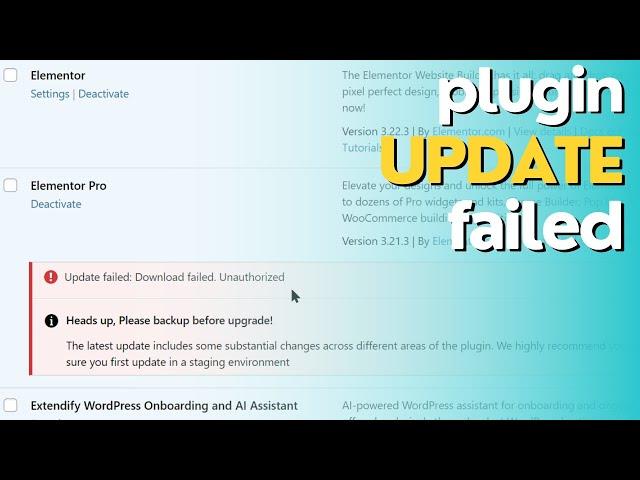 WordPress Plugin Update Failed (Fixed) | Unauthorized Download Failed