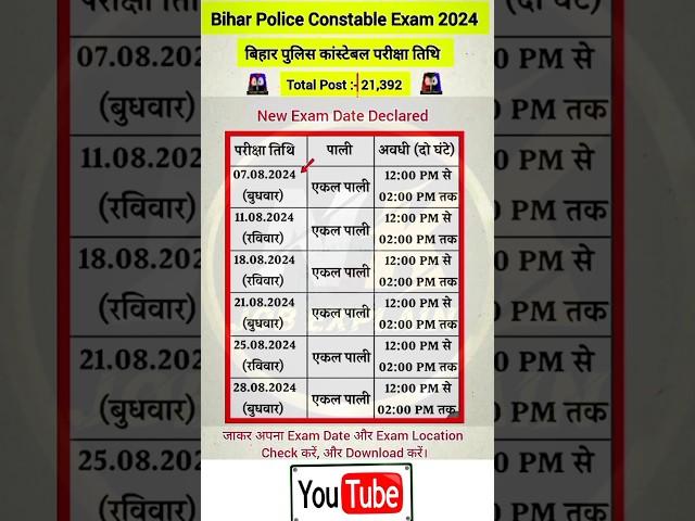 Bihar Police Constable 2024 exam date | Bihar Police Constable admit card download | #biharpolice