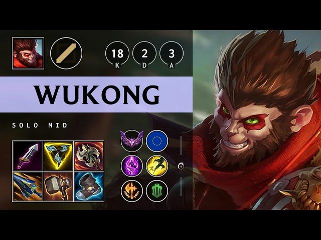 Wukong Mid vs Ekko: Triple Kill, Godlike - EUW Master Patch 14.24