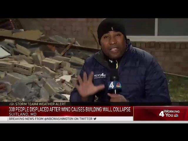 NBC's Shomari Stone Reports: 300 Residents Displaced After Winds Bring Down Apt. Wall