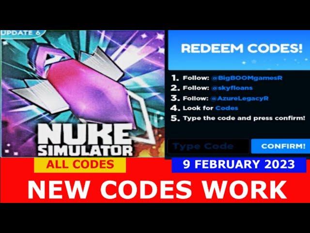 NEW UPDATE CODES Nuke Simulator! ROBLOX | ALL CODES | February 9, 2023