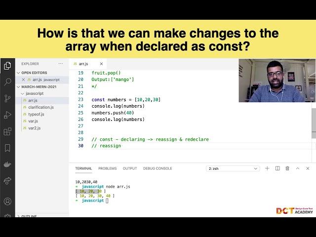 How is that we can make changes to the array when declared as const?