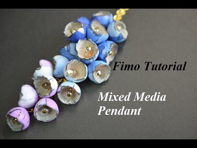 Mixed Media Pendant polymer clay Fimo Tutorial aquarell technik техника акварель полимерная глина