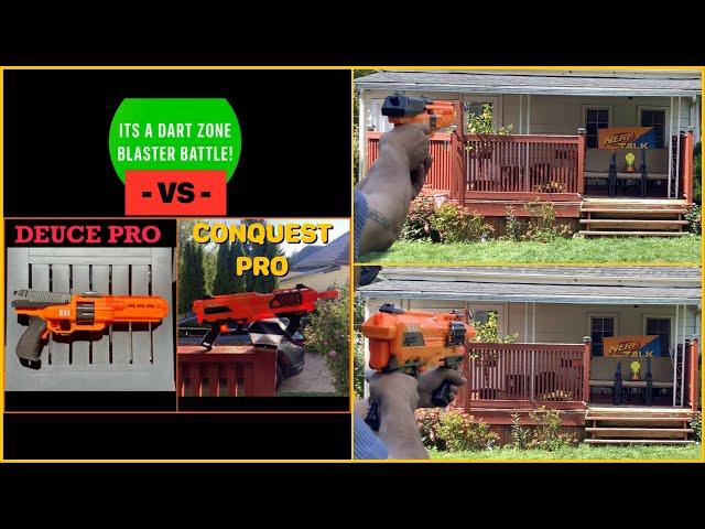 Dart Zone Blaster Battle!  The Deuce Pro -VS- The Conquest Pro!  #shorts #nerf #dartzone #blasters