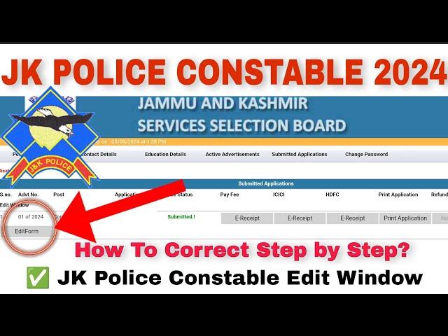 How to Edit JKP Constable Form 2024  | Step by Step Process  | JKP Edit Window Active