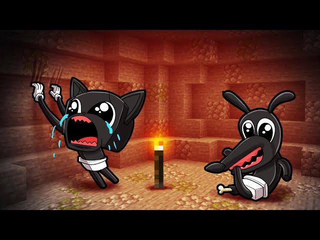 Underground Survival with... Baby Cartoon Cat & Cartoon Dog! (Minecraft)