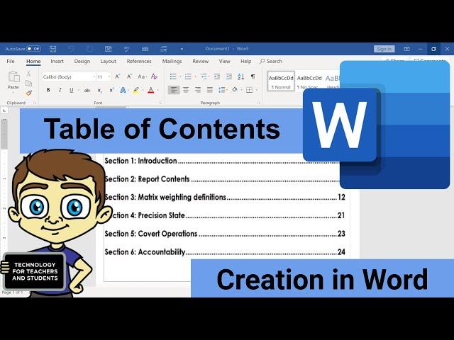 Creating a Table of Contents in Microsoft Word