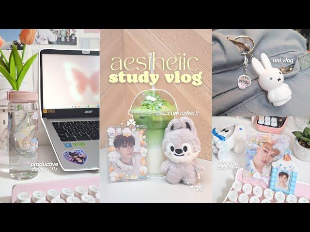 [STAY DIARIES]  study vlog, cute cafes, aesthetic sanrio unboxing, self care, solo kpop shopping 