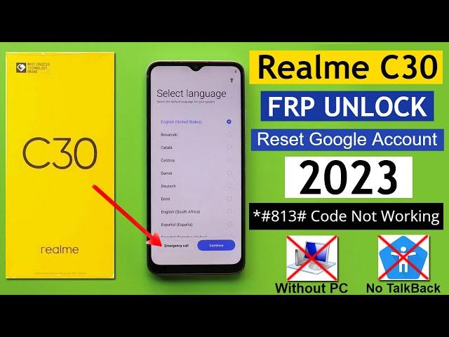 Realme C30 (RMX3581) Frp Unlock/Bypass Google Account Lock Without Pc | Without TalkBack New 2023
