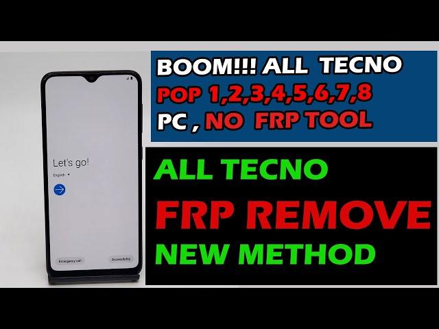 All tecno pop 1,2,3,4,5,6,7,8, frp bypass new security without pc  (no FRP  tool) new fast method!