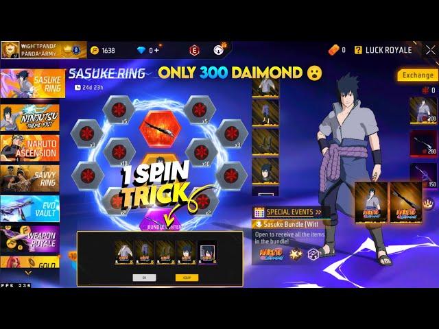 NEW SASUKE RING EVENT FREE FIRE | SASUKE BUNDLE SPIN | FF NEW EVENT TODAY | NEW EVENT FREE FIRE