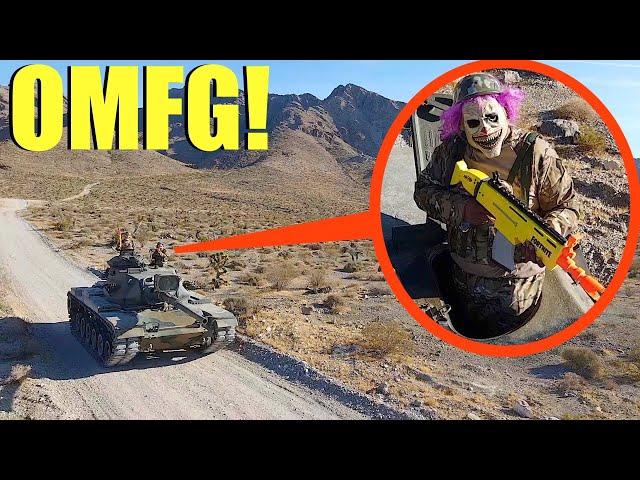 when your drone see's Clown Soldiers on a TANK, RUN away as FAST as possible! (It chased our car)